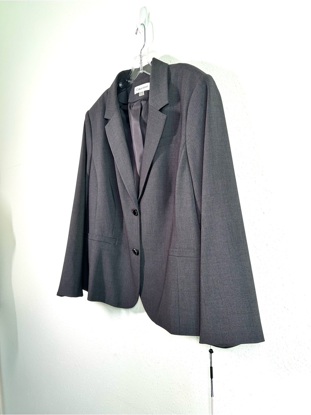 Calvin Klein Two Button Blazer Suit Jacket Womens Plus Size 22W Gray Work Office - Picture 3 of 11